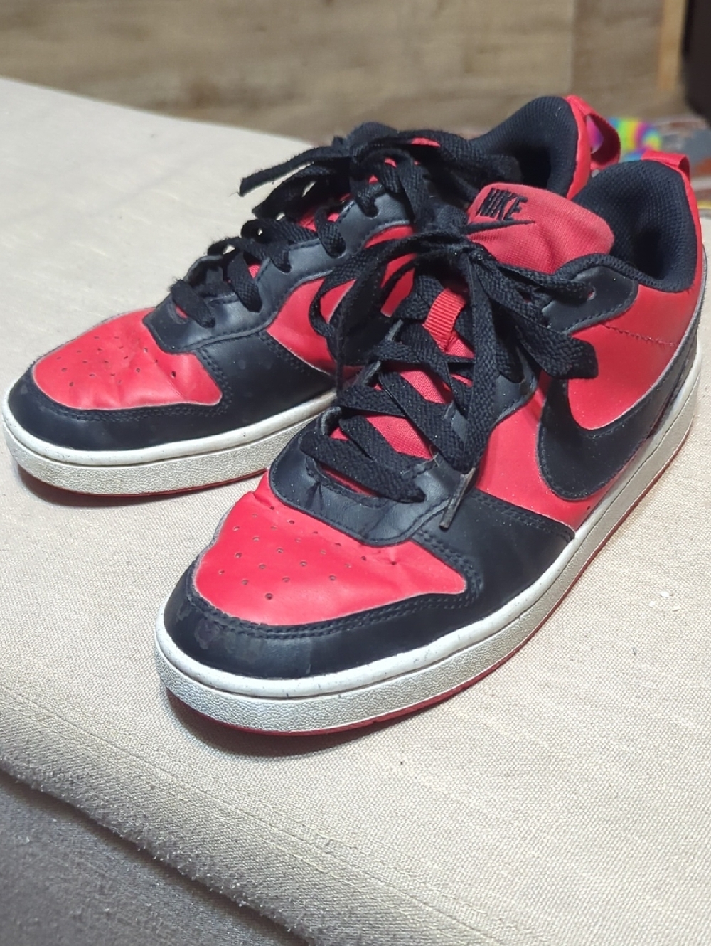 Nike Court Borough Low 2 Black University Red White Youth 4Y BQ5448-007‎ women 6